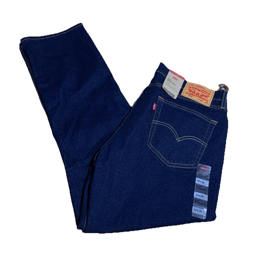 Levis 514 Straight Fit Mens Size 34x30 Jeans Stretch Jeans Color Rinsed Blue